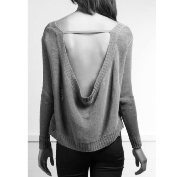 Inhabit Grey Open Draped Back Linen Sweater - Picture 15 of 16